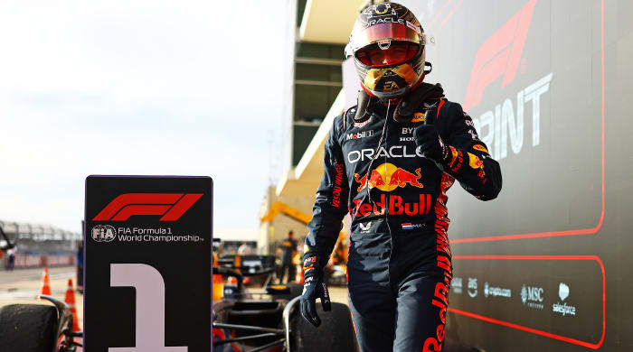 Red Bull driver Max Verstappen gives a thumbs up after winning at the U.S. Grand Prix in Austin.